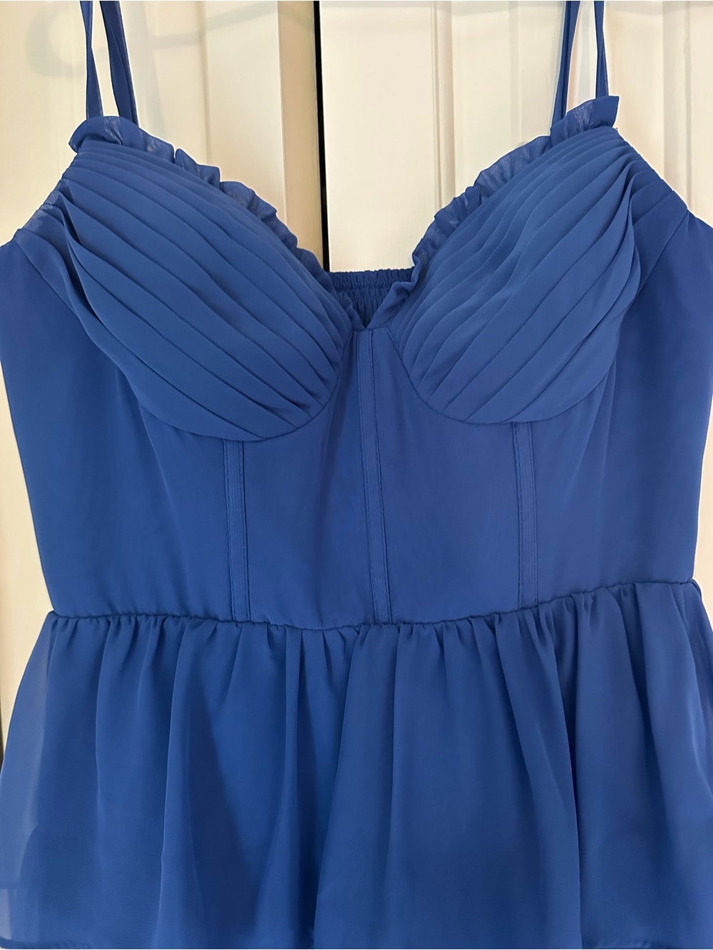 Azazie Royal Blue Pleated Bustier Dress